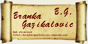 Branka Gazikalović vizit kartica